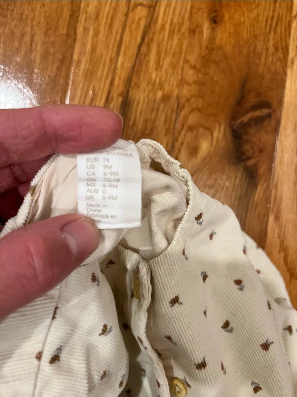 H & m organic cotton Cream Button-Front Baby Dress Set with Tiny Floral Print